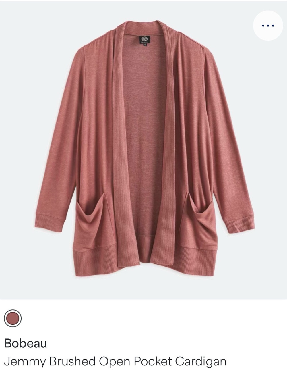 bobeau Brushed Open Pocket Cardigan - Dusty Rose Mauve